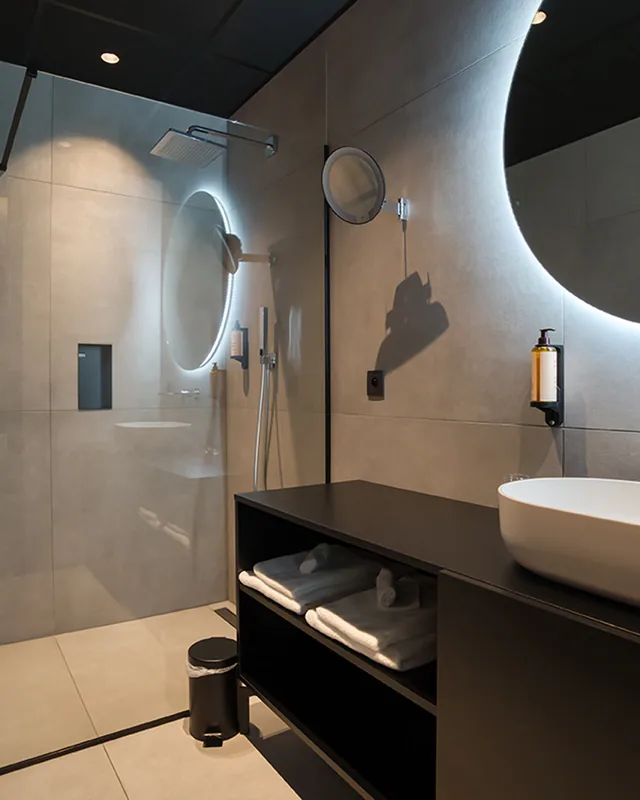 La salle de bain, vasque et miroir